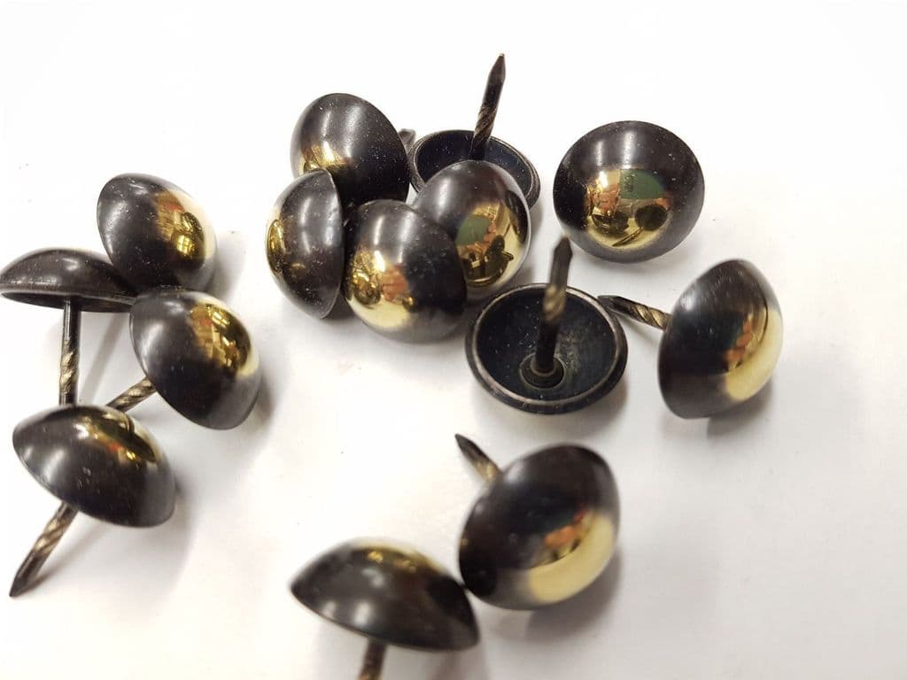 50 Dark Antique Bronze Upholstery Nails - 10.5mm Domed Head, 13mm Shank For Craft & Furniture